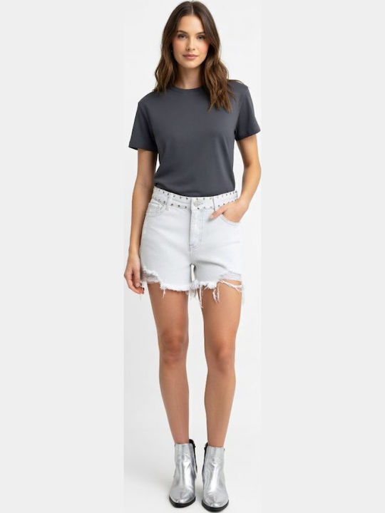 Damen-Shorts - Bermudas Hohe Taille Weiß