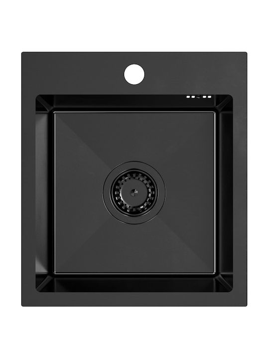 MYQ Drop-In Inox Küchenspüle mit Wasserhahn M45xP40cm Schwarze