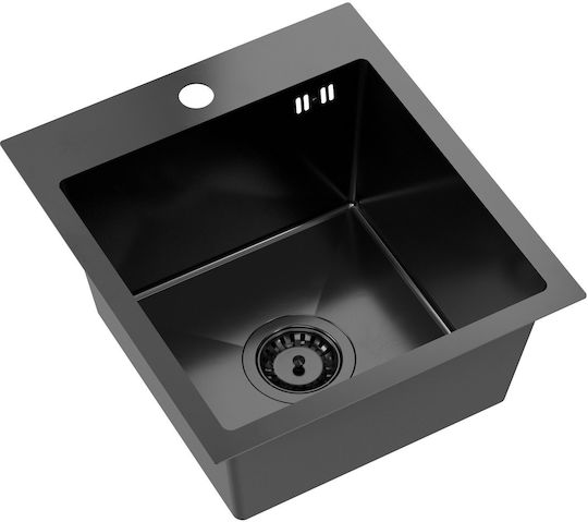 MYQ Leo 10 S Drop-In Кухненски Мивка Inox със Смесител Дължина 45xШирина 40см Черна