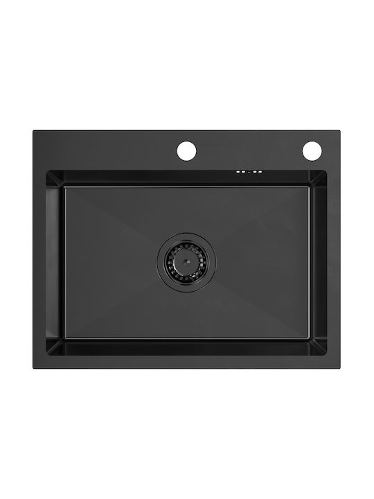 MYQ Drop-In Küchenspüle Inox mit Wasserhahn M45xP58cm Schwarze