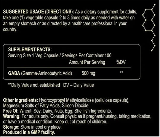 Fuel Up Gaba 500mg 100 Φυτικές Κάψουλες