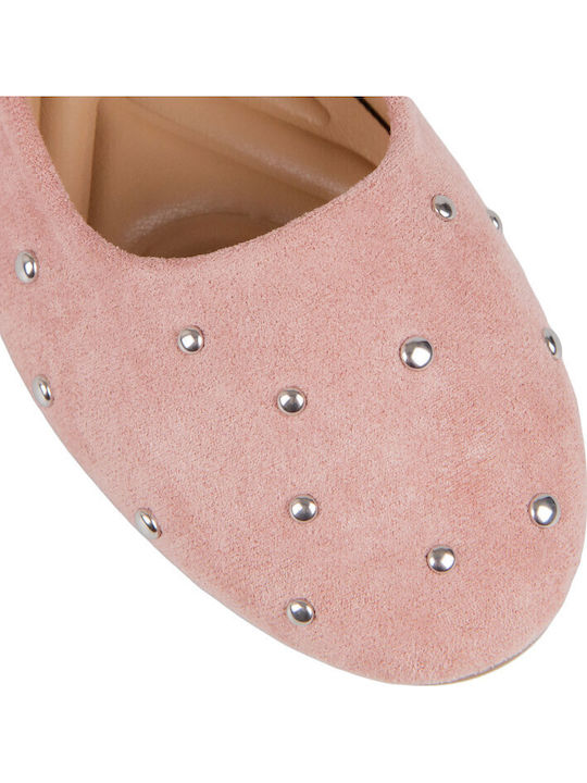 Suede Women's Ballerina Shoes In Pink Colour