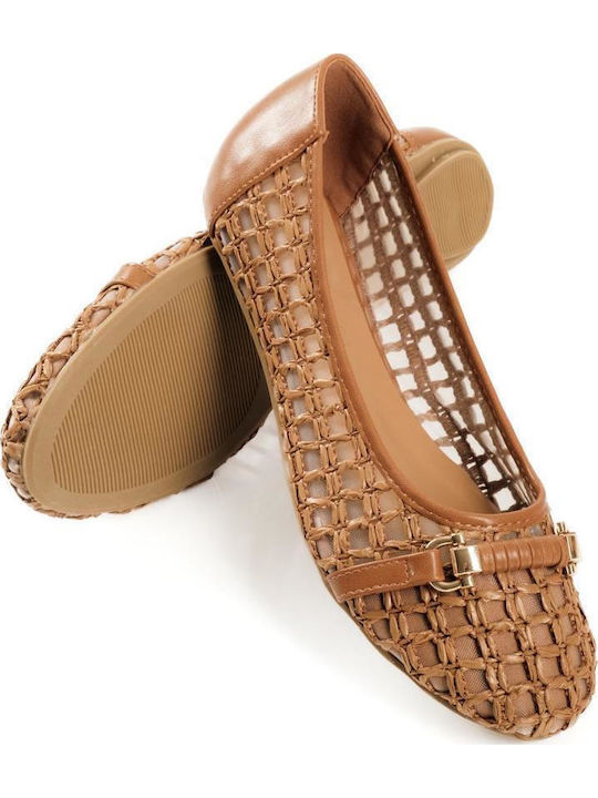 Women's Ballerina Shoes in Tabac Brown Colour