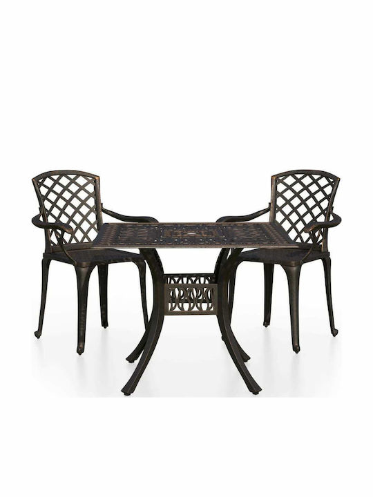 Garten- und Outdoor-Möbelsets Bistro 3 Stück Bronze mit Sonnenschirmhalter