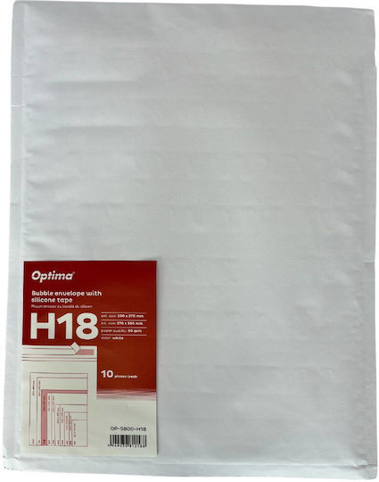 Plicuri Optima Shockproof Envelope H18 290x370mm Ext 270x360mm Int Silicon Adeziv Set 10 Bucăți Optima Alb