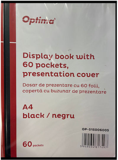 Optima Kunststoff Produkt Anpassbarer Präsentationsordner A4 60 Binderblätter Hartcover 500 Mikron Optima Schwarz