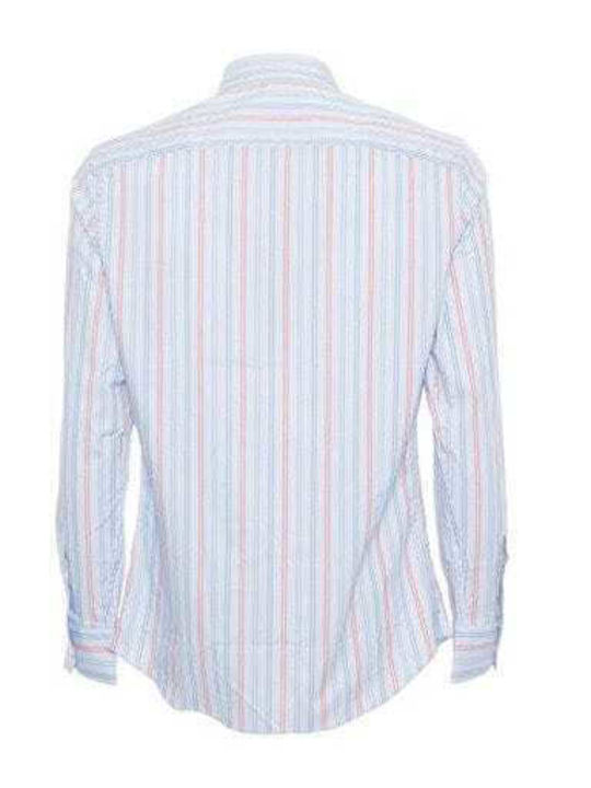 Long Sleeve Cotton Shirt in Narrow Fit Light Blue