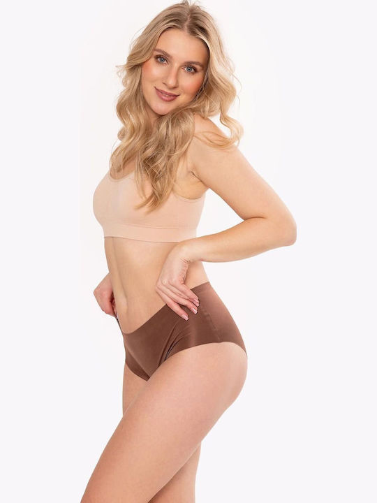 Ψηλόμεσο Γυναικείο Slip χωρίς Ραφές Chocolate