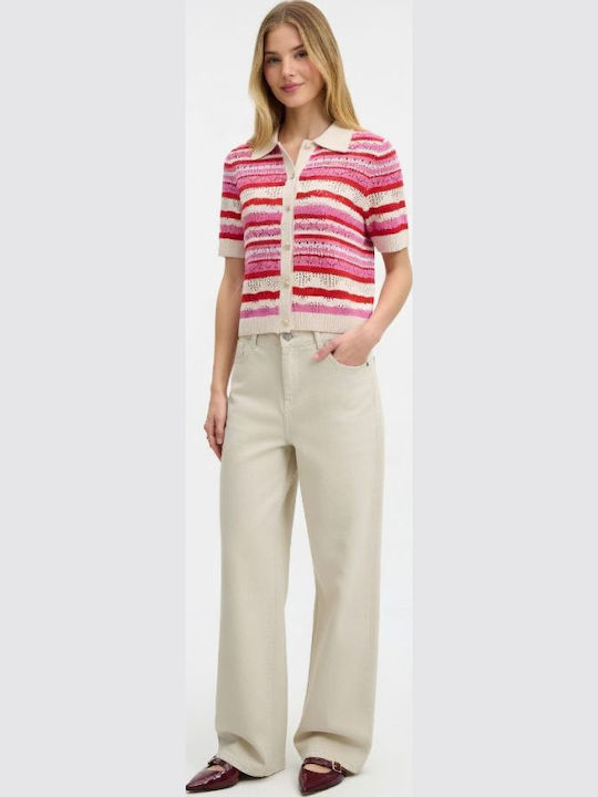 Short Women's Knitted Cardigan High Risk Red