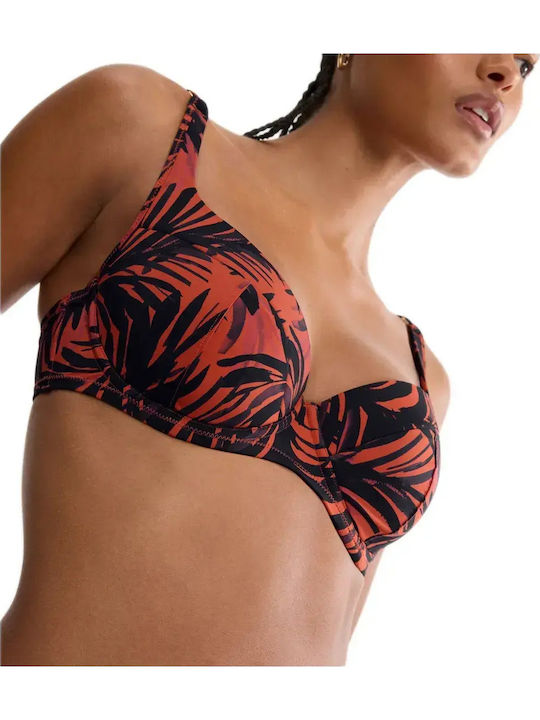 Bikini Bra With Padding Floral Brown
