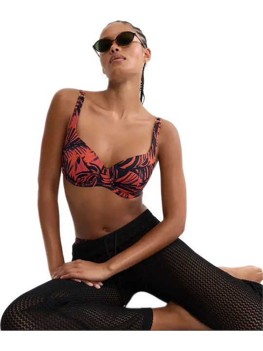 Bikini Bra With Padding Floral Brown