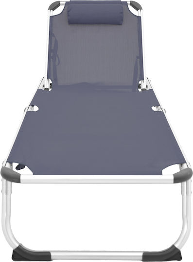 Pakketo Beach Sunbed Gray Foldable Aluminum with Pillow 58.5x185x29.5cm