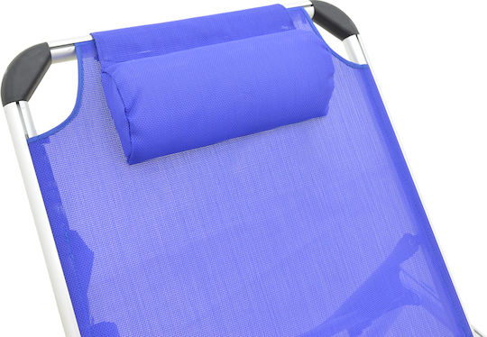 Pakketo Beach Sunbed Blue Foldable Aluminum with Pillow 58.5x185x29.5cm