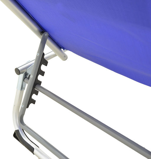 Pakketo Beach Sunbed Blue Foldable Aluminum with Pillow 58.5x185x29.5cm
