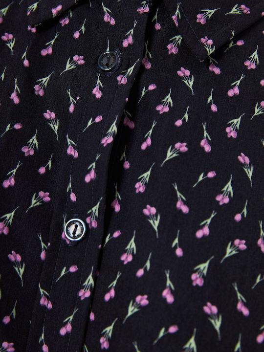 Short Sleeve Women's Shirt Floral Floral FBL013-105-05-Navy