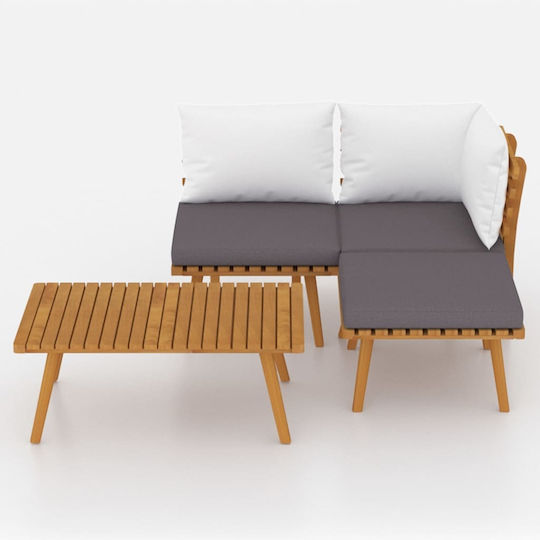 Garten- und Outdoor-Möbelsets Wohnzimmer Typsatz 4 Stück Akazie mit Kissen