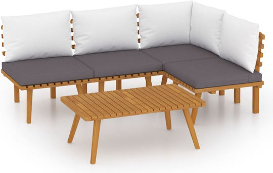 Garten- und Outdoor-Möbelsets Wohnzimmer Typsatz 5 Stück Akazie mit Kissen