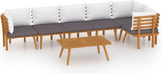 Garten- und Outdoor-Möbelsets Wohnzimmer Typsatz 7 Stück Akazie mit Kissen