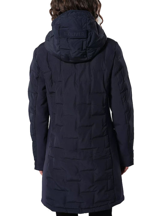 Дълго Дамско Puffer Яке Син Blue