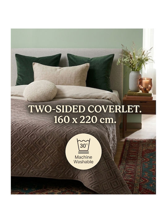Single Coverlet Brown And Beige 160x220cm