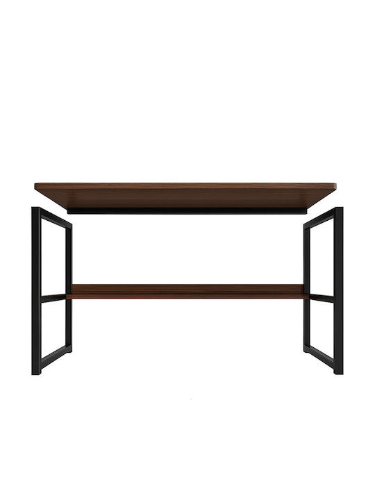 Birou de Calculator din Lemn Maro Închis cu Picioare Metalice 100x45x72cm
