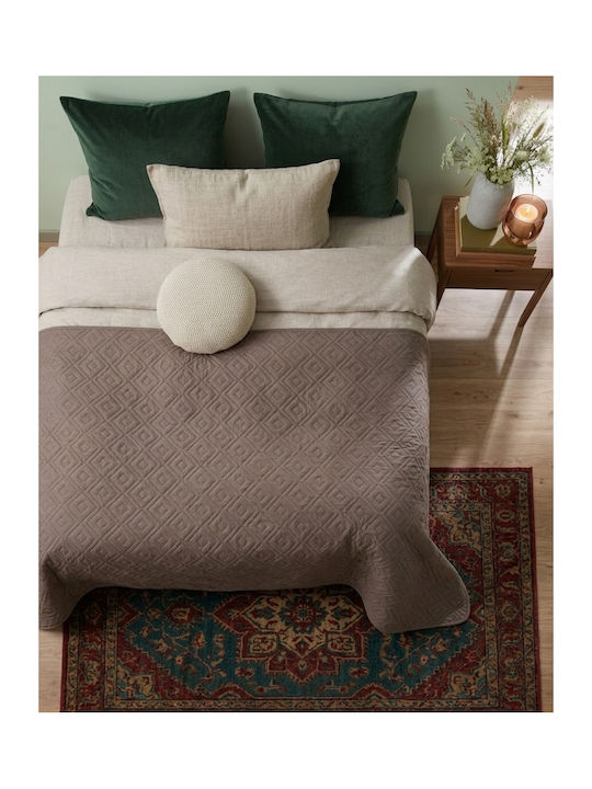 Single Coverlet Brown And Beige 160x220cm
