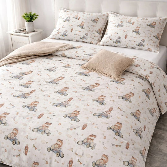 Pucioasa Σετ Παπλωματοθήκη Βαμβακοσατέν 200x230cm Διπλή με 2 Μαξιλαροθήκες & 1 Σεντόνι Cars