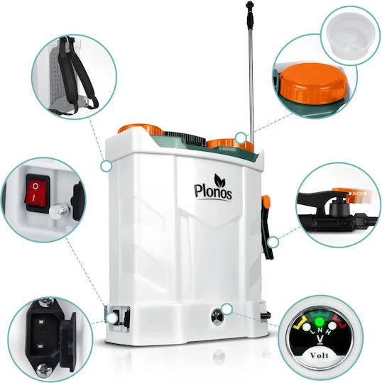 Smartic Пръскачка Под Налягане 12V с Батерия 8Ah с Капацитет 16l 5.5bar в Червен Цвят