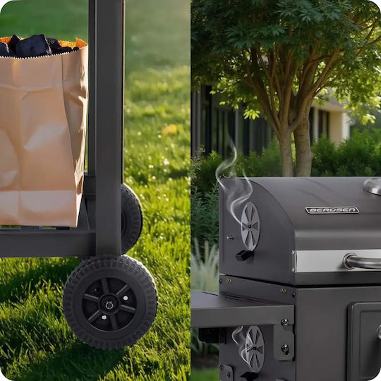 Smartic Stainless Steel Charcoal Grill with Thermometer 31.5x31.5cm