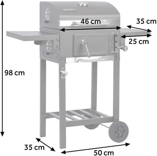 Smartic Stainless Steel Charcoal Grill with Thermometer 31.5x31.5cm
