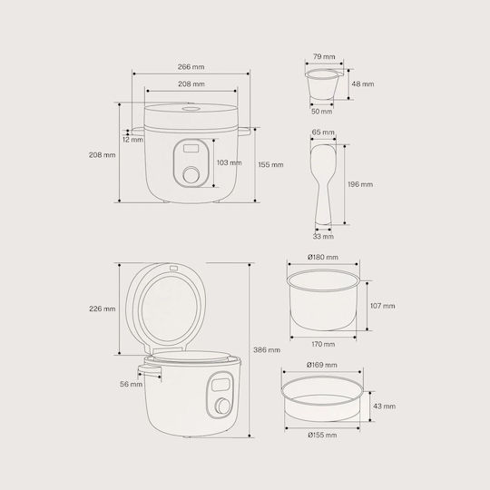 Create Rice Cooker Rice Cooker Studio cu Capacitate de 2l