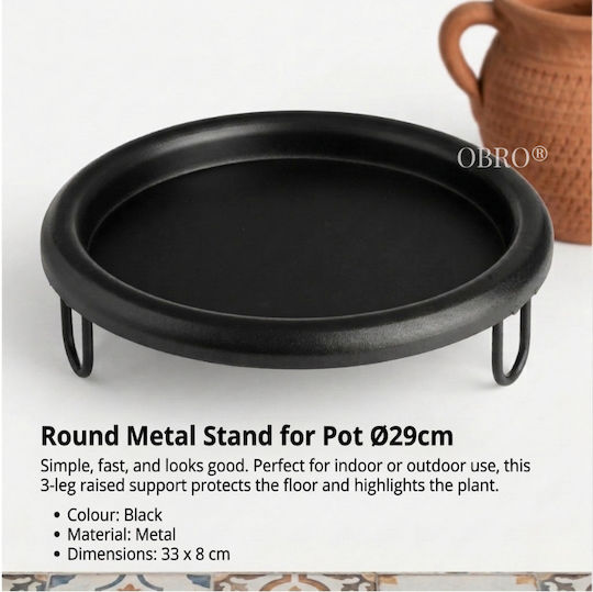 Ceramic Pot Plate Black 33x33cm OBROGARDEN1