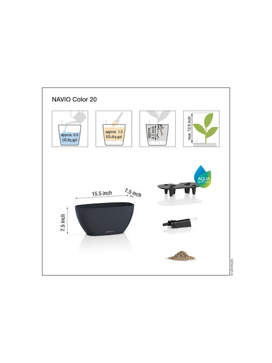 Lechuza Self-Watering Flower Pot Sand Brown 39x19x18cm