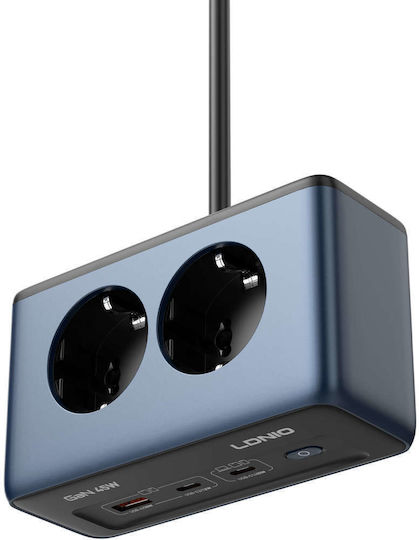 Ldnio Πολύπριζο 2 Θέσεων με 1 USB-A, 2 USB-C και Διακόπτη