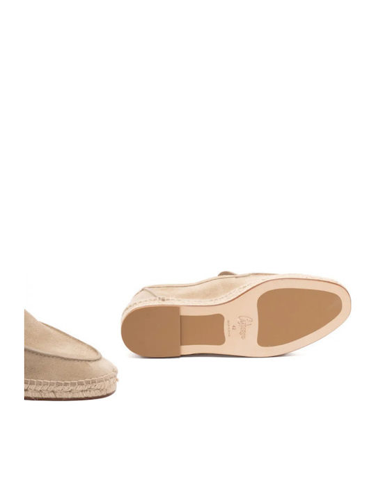 Leather Men's Espadrilles in Beige Colour