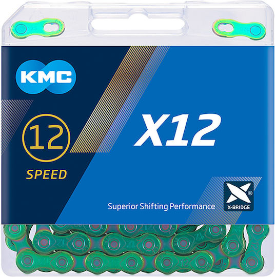 KMC Chain X12 Αλυσίδα Ποδηλάτου 12 Ταχυτήτων 126L Πράσινη