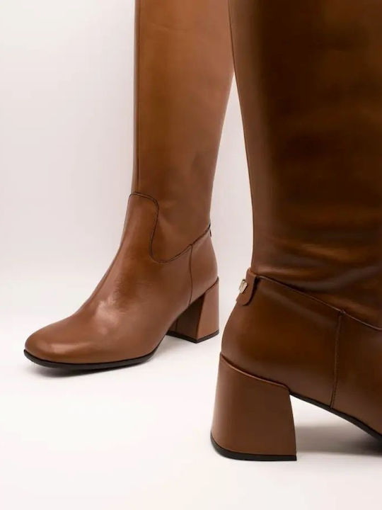 Leather Women's Riding Boots Tabac Brown