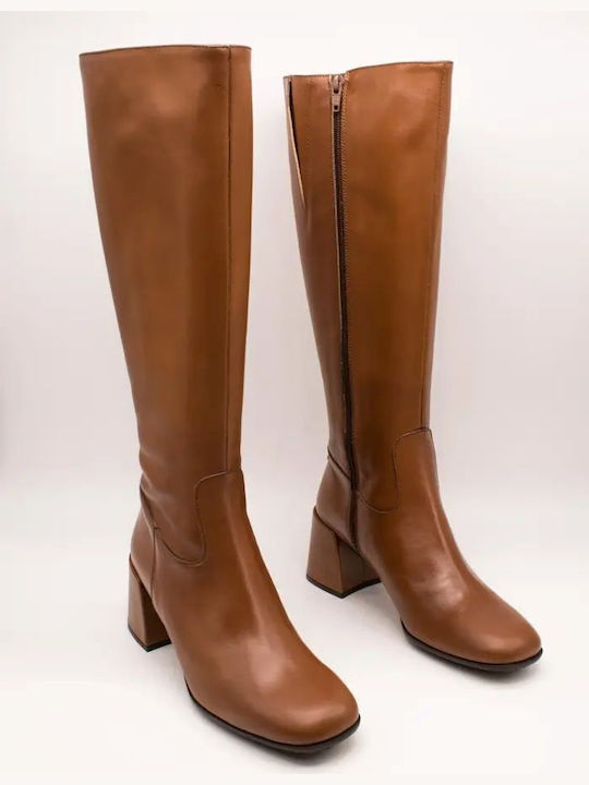 Leather Women's Riding Boots Tabac Brown