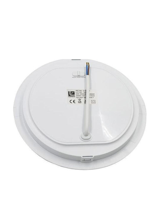 Adeleq Rundes Vertieftes LED-Panel 24W mit Warmweißem Licht 225cm