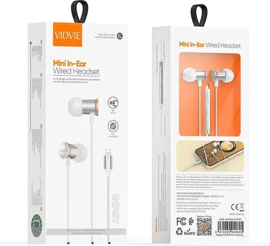 Vidvie In-ear Handsfree Ακουστικά με Βύσμα Lightning Λευκό