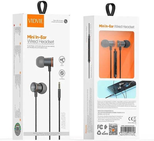 Vidvie In-ear Handsfree Ακουστικά με Βύσμα 3.5mm Μαύρο