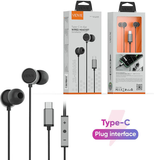 Vidvie In-ear Handsfree Ακουστικά με Βύσμα USB-C Μαύρο