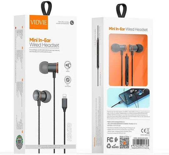Vidvie In-ear Handsfree Ακουστικά με Βύσμα Lightning Μαύρο