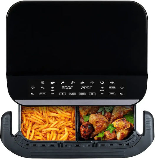Tesla Aircook Flexizone Q570 Xxl Двойна Подвижна Кошница 10л Черен Еър фрайър