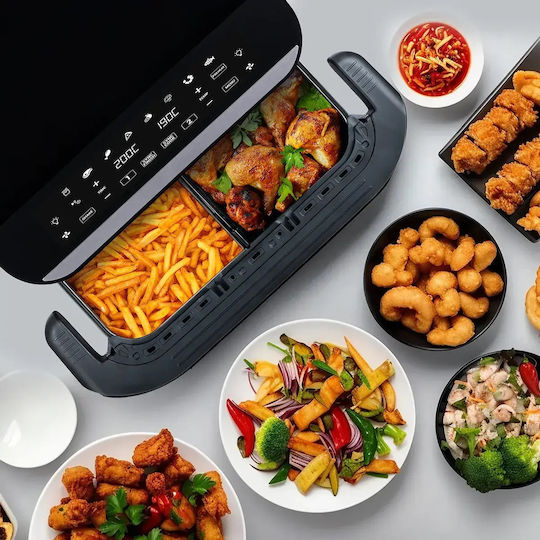 Tesla Aircook Flexizone Q570 Xxl Двойна Подвижна Кошница 10л Черен Еър фрайър