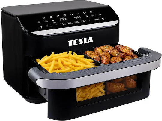 Tesla Aircook Flexizone Q570 Xxl Двойна Подвижна Кошница 10л Черен Еър фрайър
