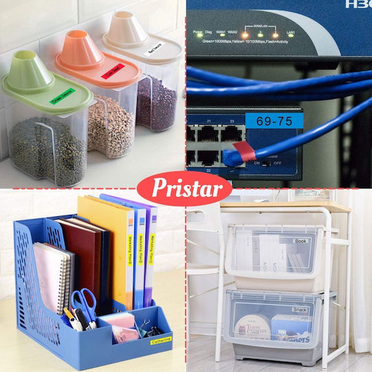 Pristar Label Maker Tape in Black Colour 4 Pieces Compatible with Brother TZe/TZ