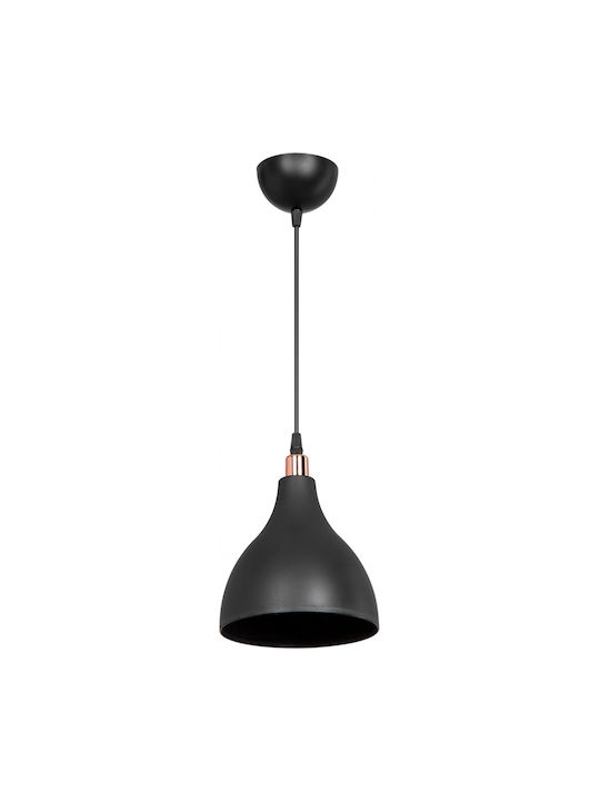 GloboStar Rade Pendant Light Black Bell with Socket E27 17.5x17.5x56cm