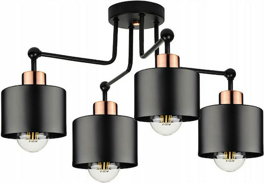 4-arm Metal Chandelier Zola Ceiling Mount 230v 60w E27 Black