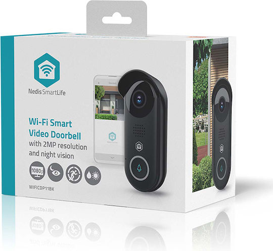 Nedis Set Fără Fir Video Interfon Wi-Fi Compatibil Cu Alexa și Google Home Negru